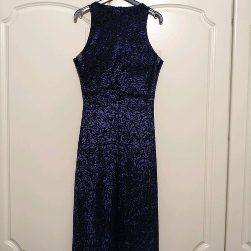 Ganas dark blue dress with velvet details like new