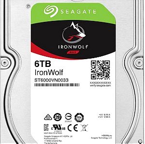 Seagate Ironwolf 6TB HDD Σκληρός Δίσκος 3.5" SATA III 5400rpm με 256MB Cache για NAS