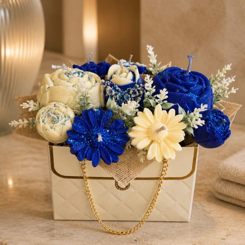 Handmade aromatic bag with soy wax flowers, like new