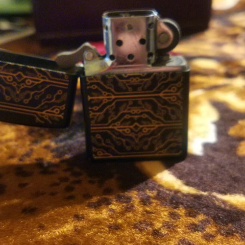 Authentic Zippo Circuit Board 2021 lighter used with leather case