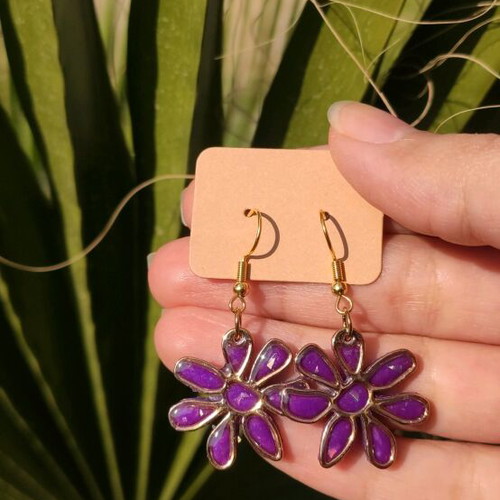 Handmade earrings new, purple and gold