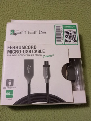 USB – microUSB καλώδιο σύνδεσης 4smarts σαν καινούργιο 50cm