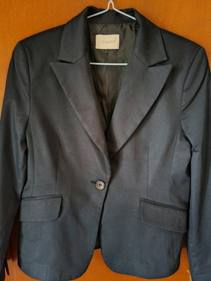 Classic women's mid-length blazer dark blue like new