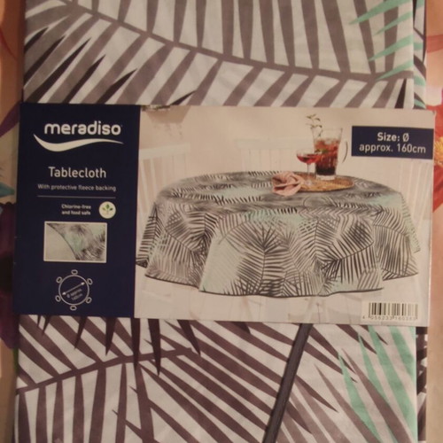 Meradiso Round Tablecloth Ø 160cm New with Palm Leaf Pattern