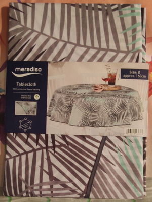Meradiso Round Tablecloth Ø 160cm New with Palm Leaf Pattern