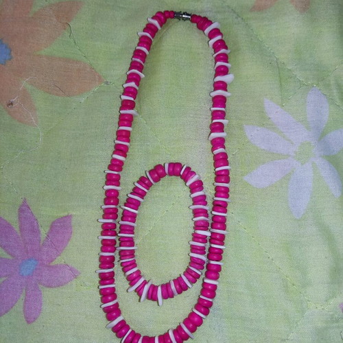 Necklace bracelet set new, pink white