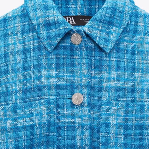 Zara Tweed Jacket XL like new, blue with white details