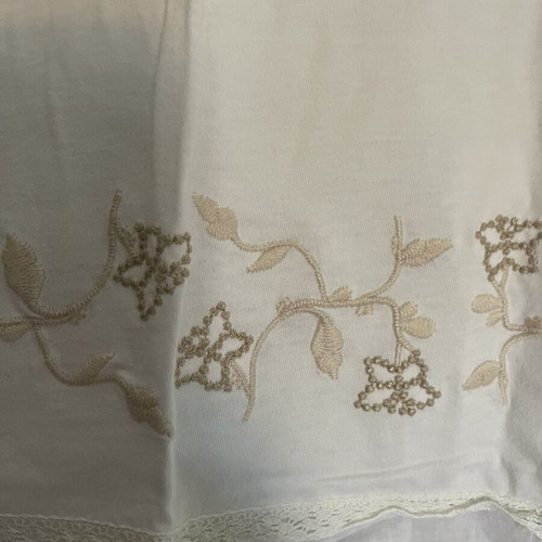 Massimo Dutti white boho romantic top with embroidery and beads, used, size M
