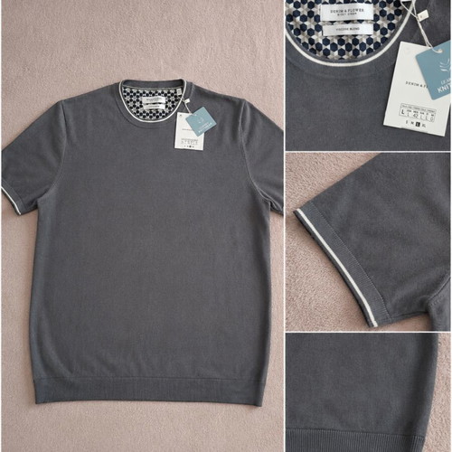 Denim & Flower Ricky Singh men's knitted t-shirt size L new, gray