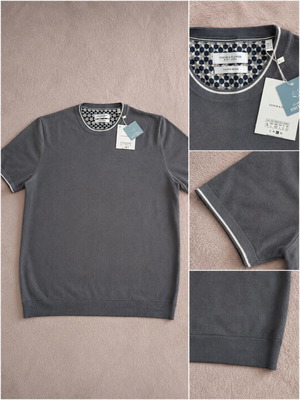 Denim & Flower Ricky Singh men's knitted t-shirt size L new, gray