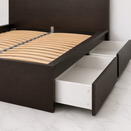 IKEA MALM double bed like new with storage, 180x200 cm