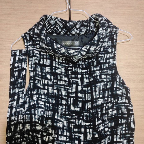 Koton midi dress with high neck abstract grid print like new, size S