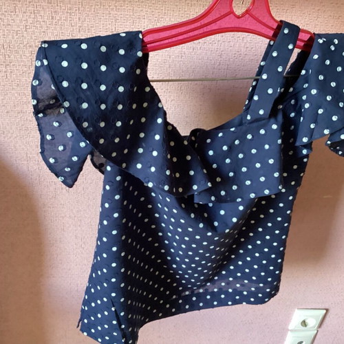 J. Crew Navy Blue Polka Dot Ruffle Top like new, sleeveless blouse