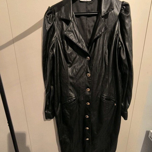 Midi dress plus size leather with belt Kyara new black size M