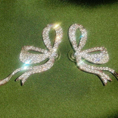 Bow-shaped earrings new, silver