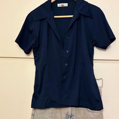 Sabrina shirt navy blue like new, size M/L