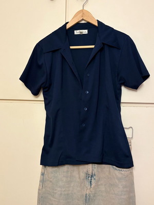 Sabrina shirt navy blue like new, size M/L