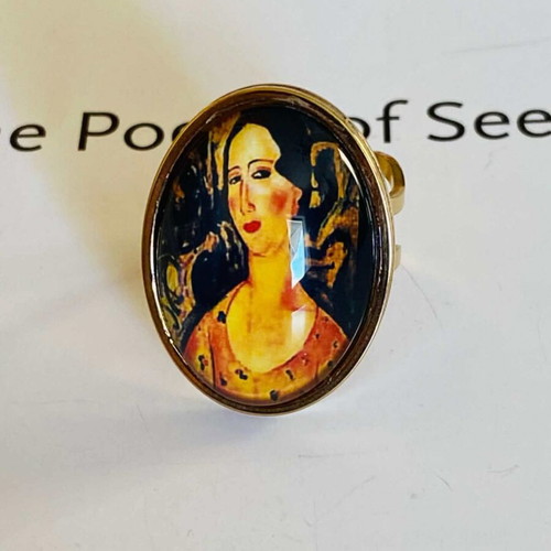 Handmade adjustable ring with Amedeo Modigliani painting