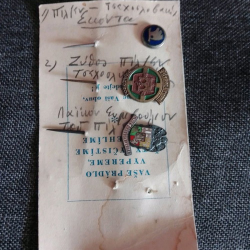 Collectible lapel pins from former Czechoslovakia, set of 3