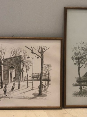 Arc de Triomphe & Le Tour Eiffel Paintings like new 50x34 cm