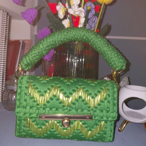 Handmade plastic canvas bag with lining