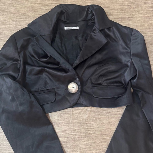 Black satin cropped jacket like new, Italian fashion, size M