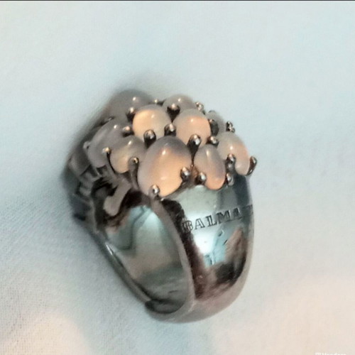Balmain 925 Silver Ring used with Black Plating and Semi-Precious Stones No. 54