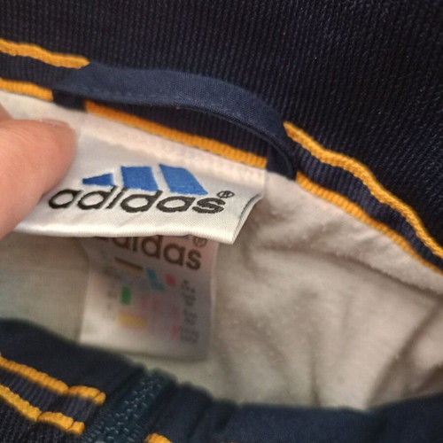 Adidas vintage track jacket used, white with navy and yellow stripes