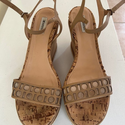 Kalogirou platform sandals size 40 light brown like new, 10 cm heel