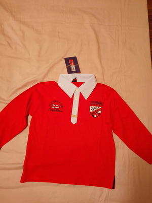 DMN Domina Sport Polo No 5 kids shirt new, 100% cotton, red