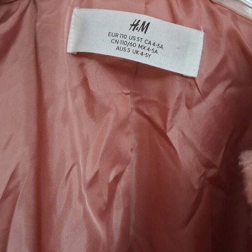 H&M pink faux fur jacket for 4-5 years, size 110 cm
