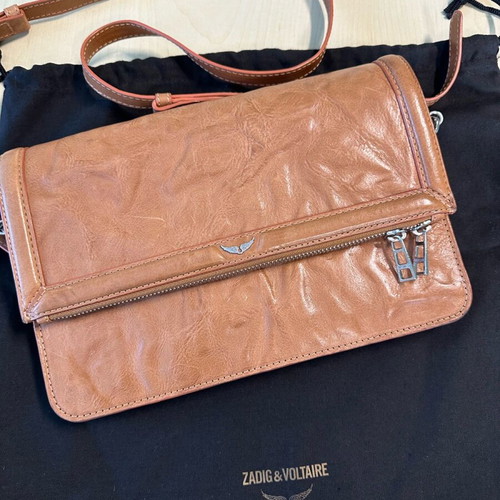 Zadig & Voltaire crossbody bag leather rock novel sunset light brown like new