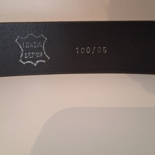 Vintage Genuine Leather Black Belt with Rhinestone Crown Buckle