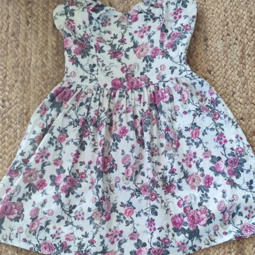 Denny Rose floral mini dress, white and pink, size S