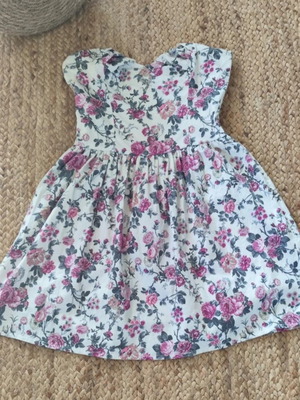 Denny Rose floral mini dress, white and pink, size S
