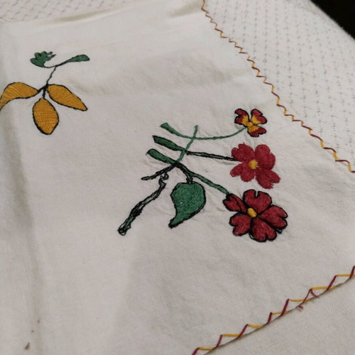 Handmade embroidered napkin used