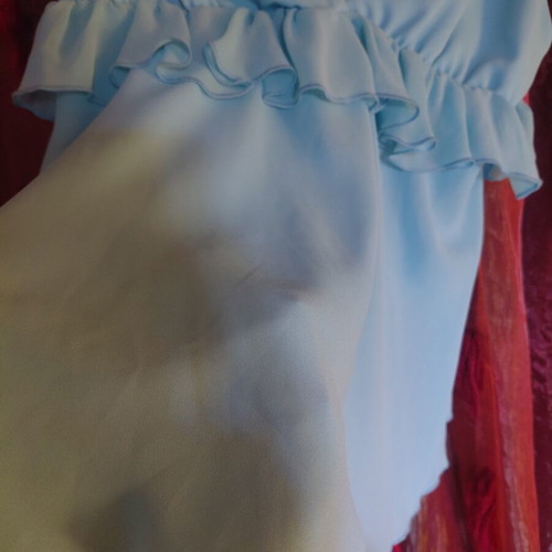 Danoff turquoise camisole with ruffles like new, made in Greece