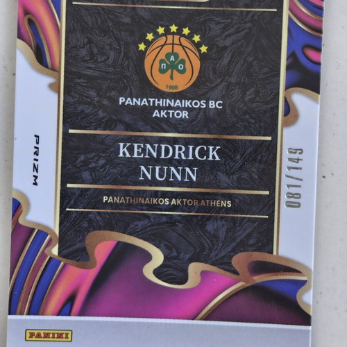 Kendrick Nunn numbered Select basketball cards, patch