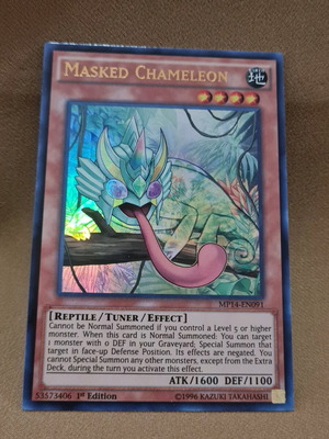 Masked Chameleon Yu-Gi-Oh card like new, Ultra Rare MP14-EN091