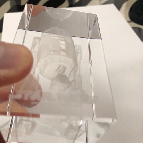 Star Wars 3-D Clear R2-D2 Paperweight new in collectible case Lucasfilm