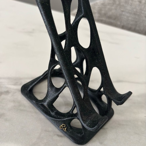 Mobile Phone Stand organic design in purple PLA or carbon