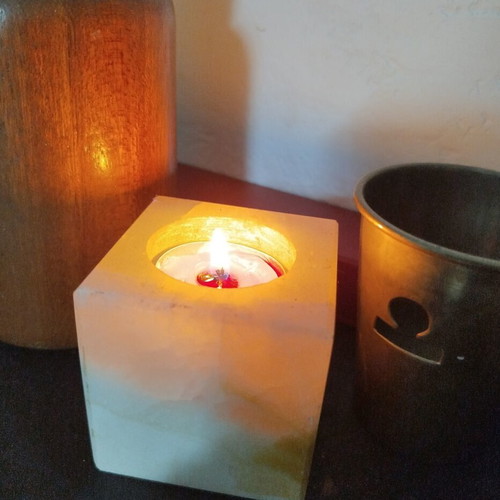 Onyx Marble Candlestick used, vintage SEKA S.A. collectible