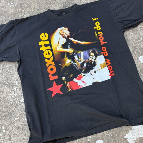 Roxette Vintage 90’s Single Stitch Band Tee Used, Black, Size L