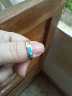 925 Silver Ring with Enamel like new