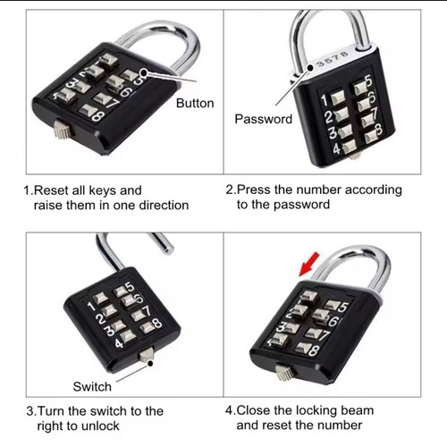 Small metal lock with 4-digit code new