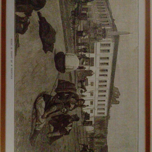 Painting Scene in Front of a Fountain Thessaloniki 1888 like new