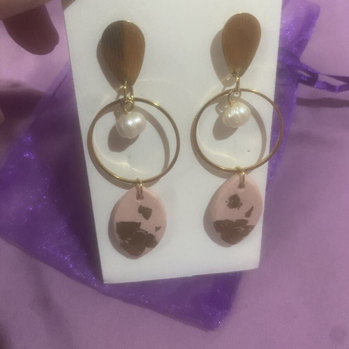 Women's earrings new, pink gold color