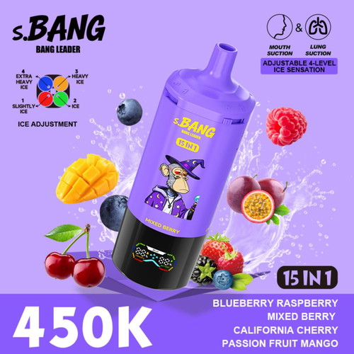 S.BANG LEADER 450K disposable vape with mixed berry flavor