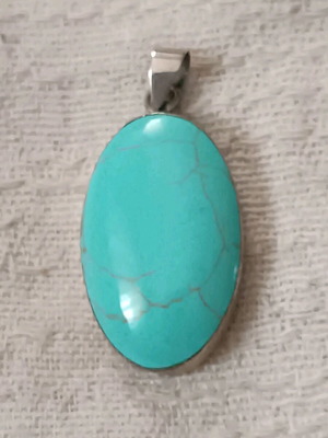 Large turquoise pendant silver 925 like new, unworn