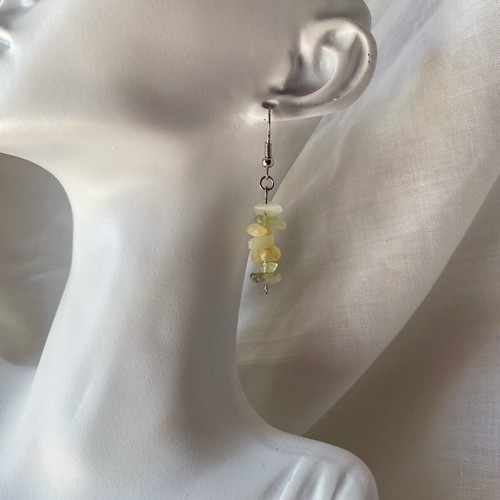 Handmade boho/fairy stainless steel dangle earrings with glass chips made to order